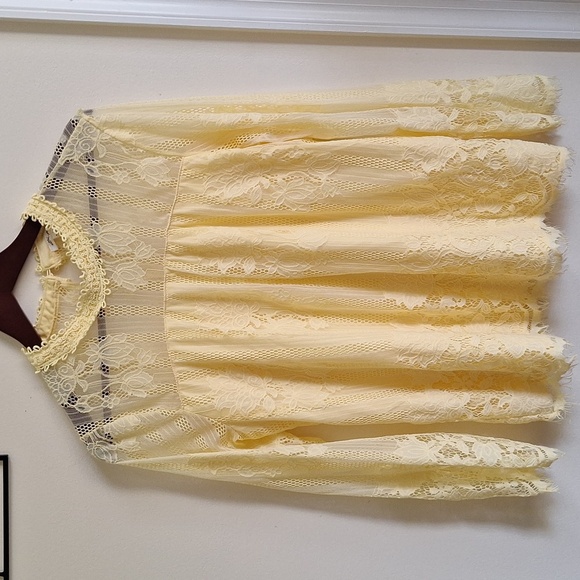 Ultra Pink Yellow Lace Blouse Size Large - Picture 2 of 7